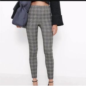 Zara Plaid High Rise Skinny Pants